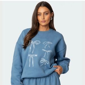 Edikted Blue Bow Design Sweatshirt